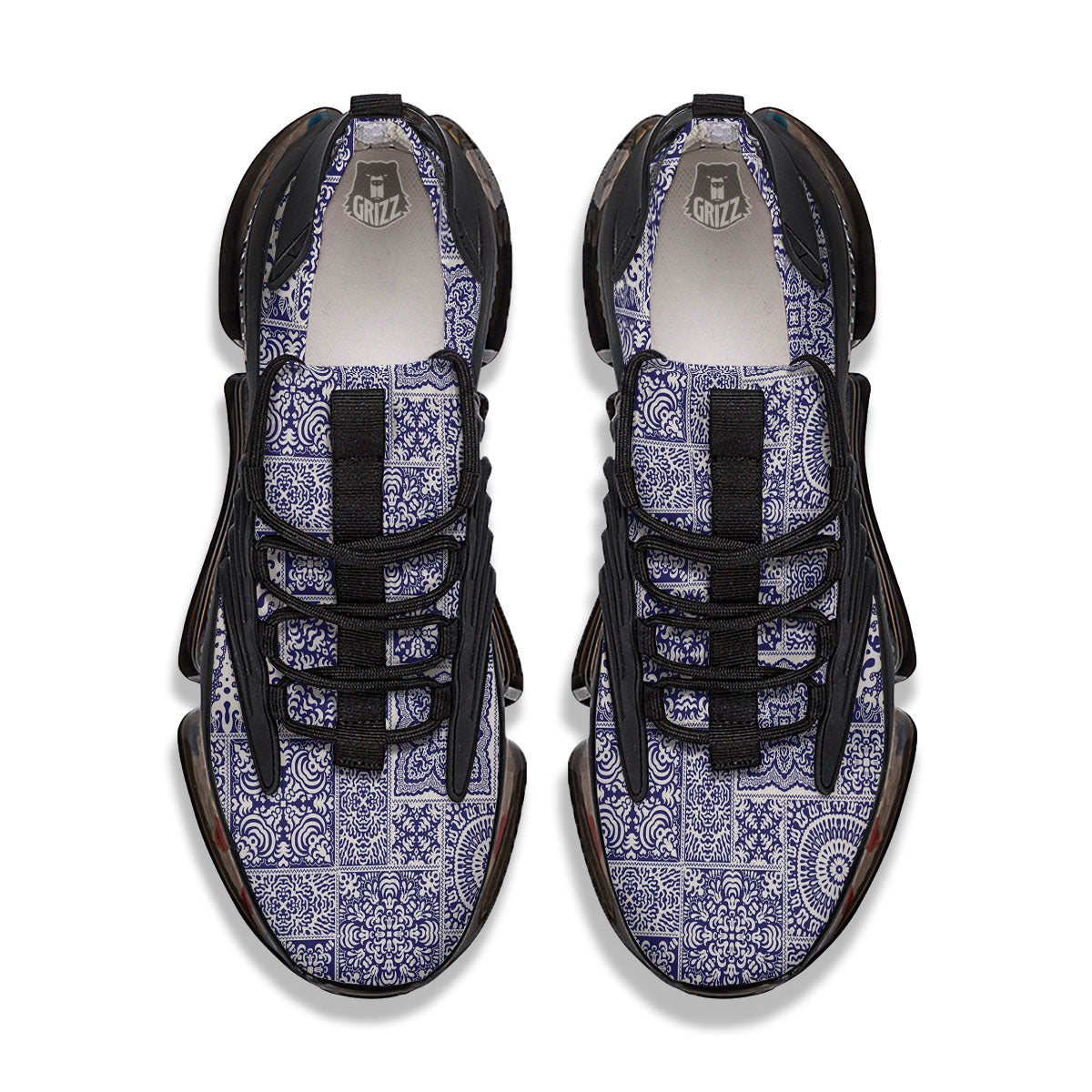 Mandala Patchwork Square Bohemian Print Pattern Black Gym Shoes-grizzshop