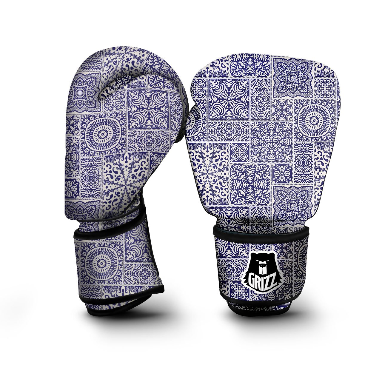 Mandala Patchwork Square Bohemian Print Pattern Boxing Gloves-grizzshop