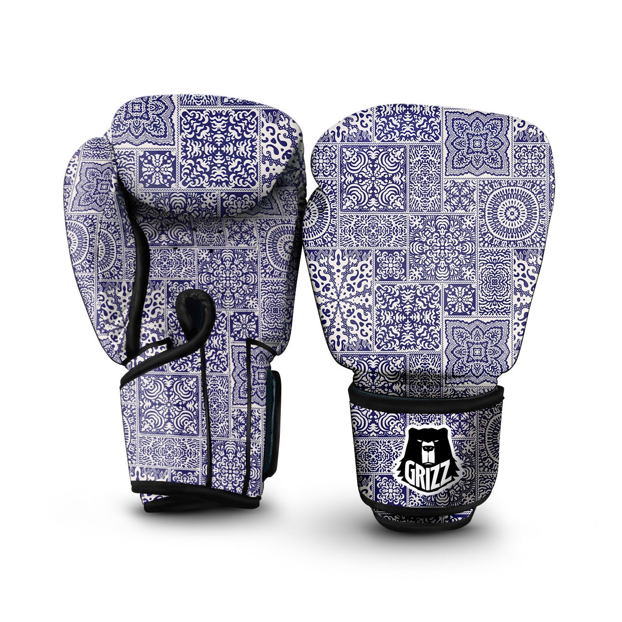Mandala Patchwork Square Bohemian Print Pattern Boxing Gloves-grizzshop