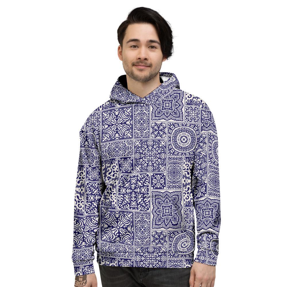 Mandala Patchwork Square Bohemian Print Pattern Men's Hoodie-grizzshop