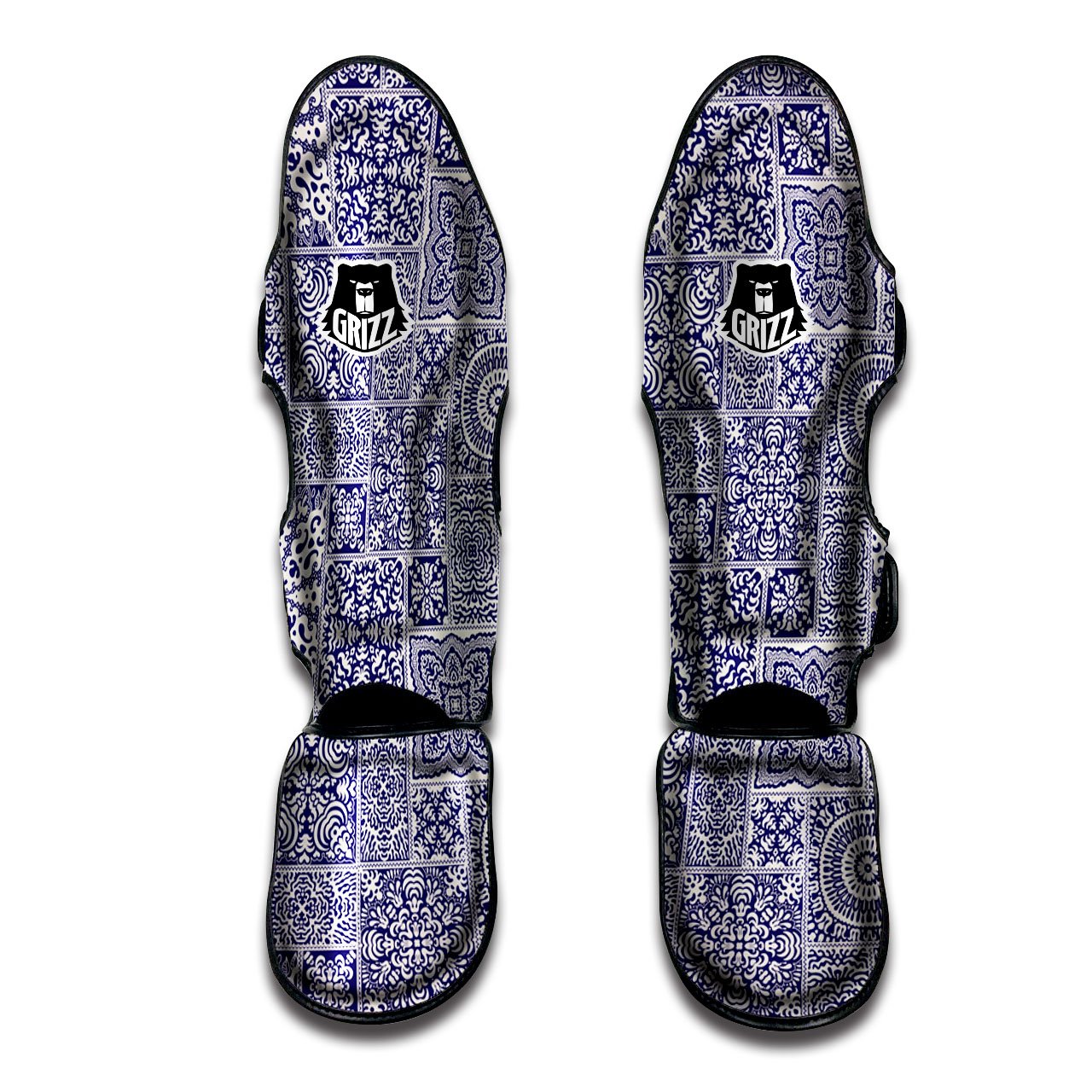 Mandala Patchwork Square Bohemian Print Pattern Muay Thai Shin Guards-grizzshop