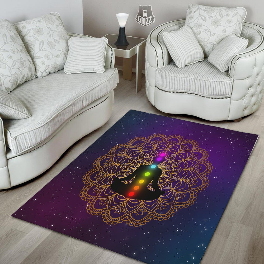 Mandala Seven Chakras Print Floor Mat-grizzshop