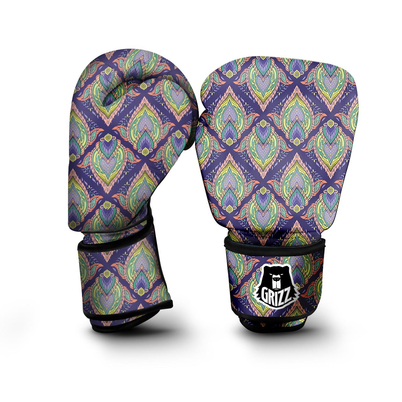 Mandala Thai Print Pattern Boxing Gloves-grizzshop
