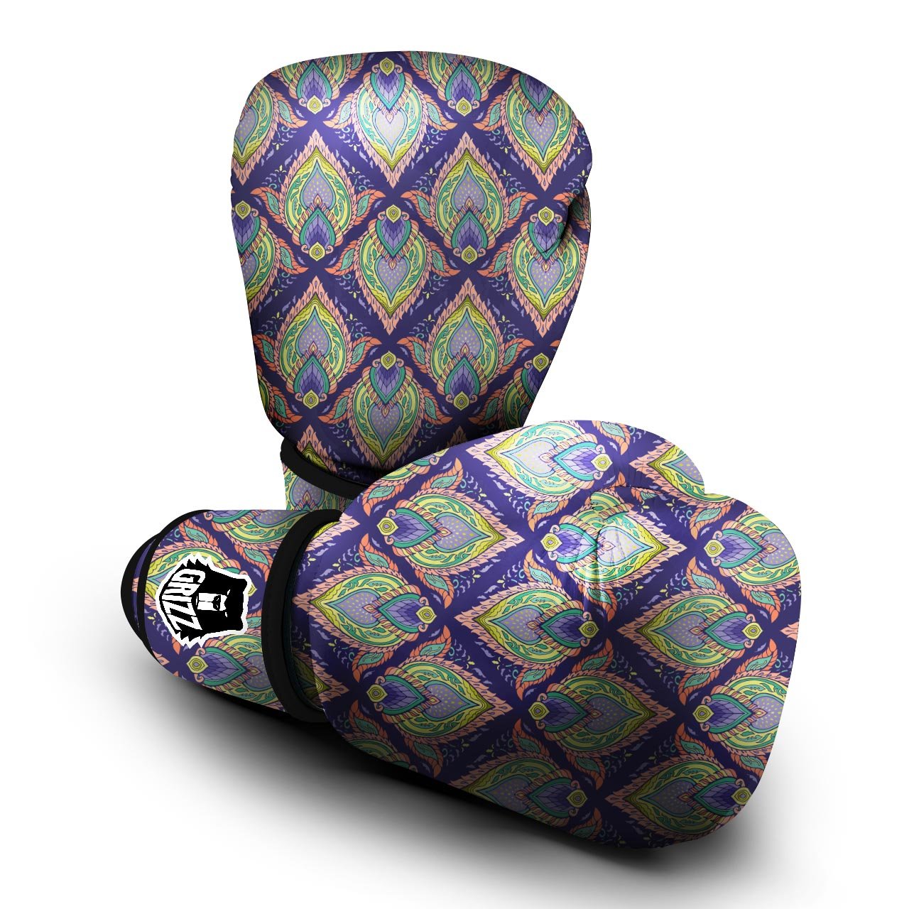 Mandala Thai Print Pattern Boxing Gloves-grizzshop