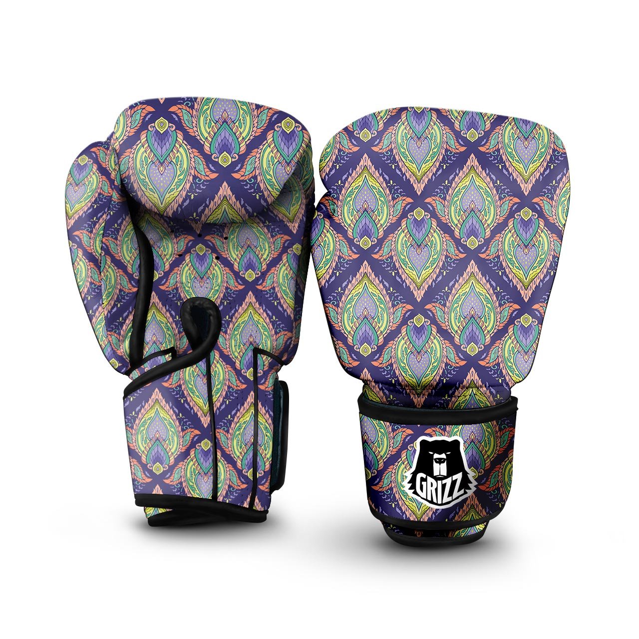 Mandala Thai Print Pattern Boxing Gloves-grizzshop