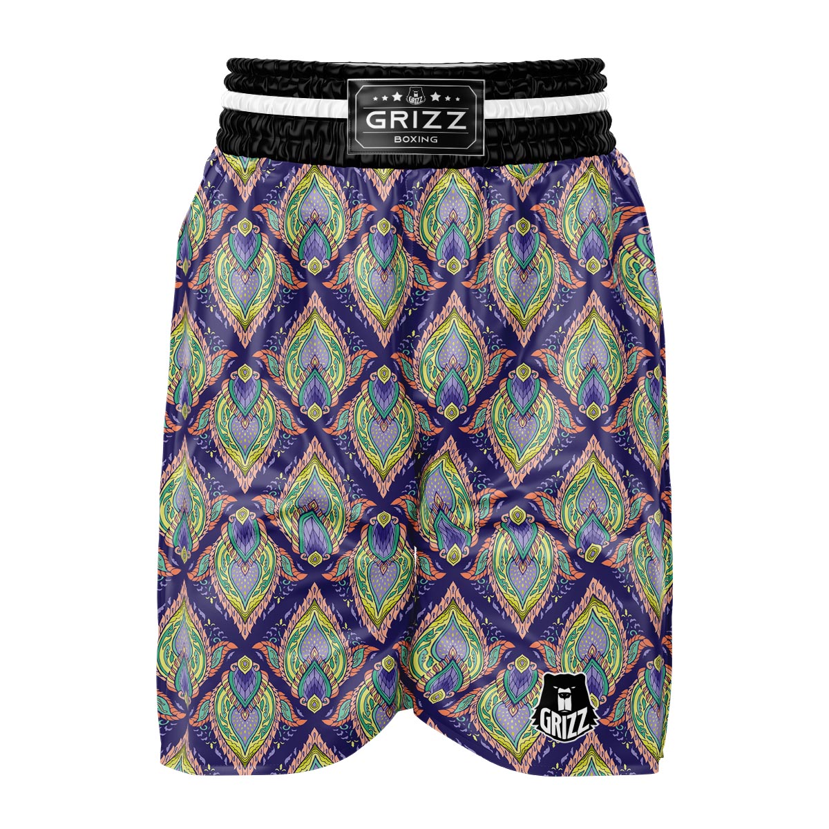 Mandala Thai Print Pattern Boxing Shorts-grizzshop