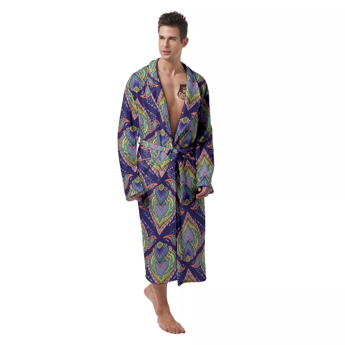 Mandala Thai Print Pattern Men's Robe-grizzshop