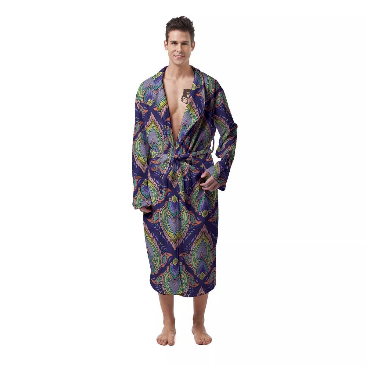 Mandala Thai Print Pattern Men's Robe-grizzshop