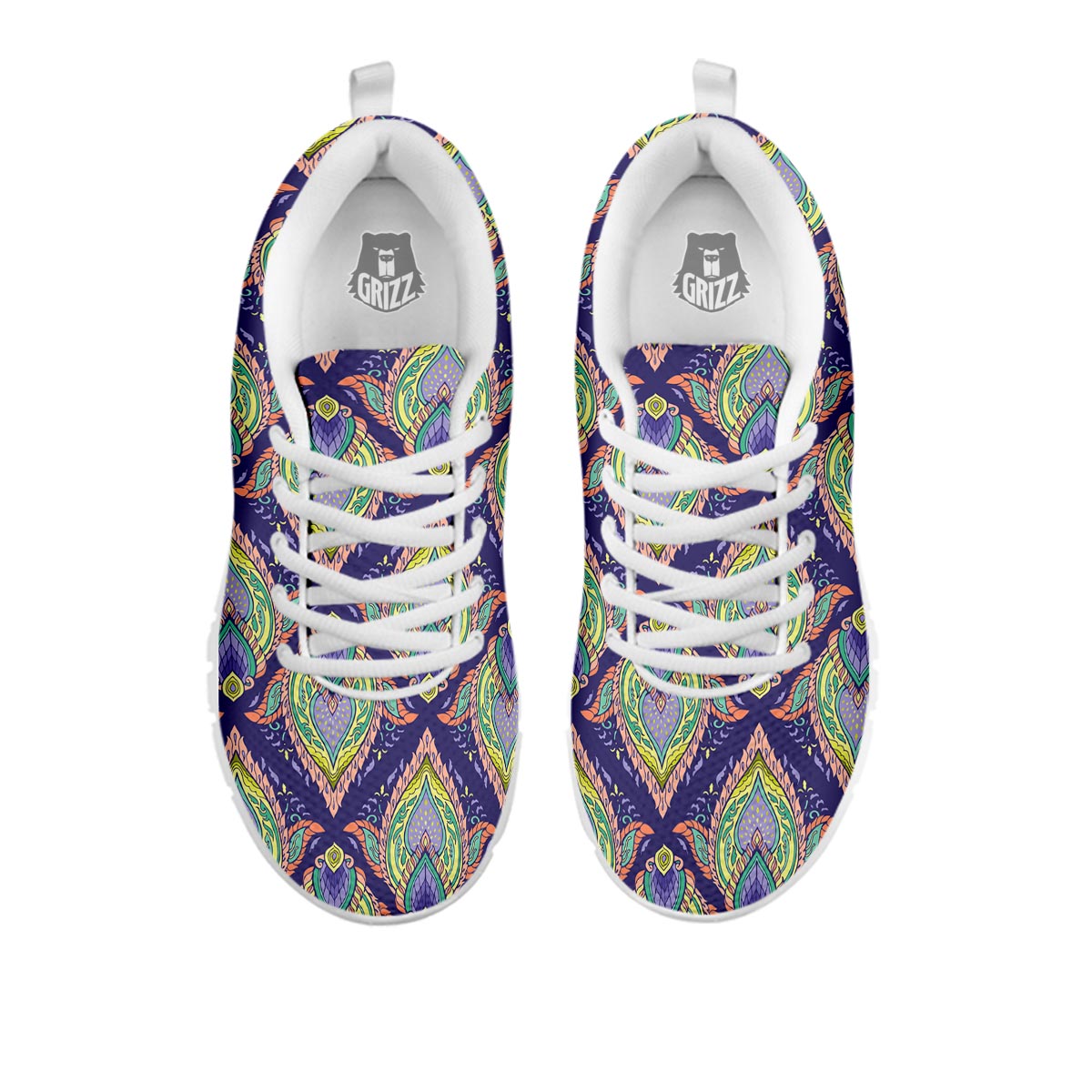 Mandala Thai Print Pattern White Sneaker-grizzshop