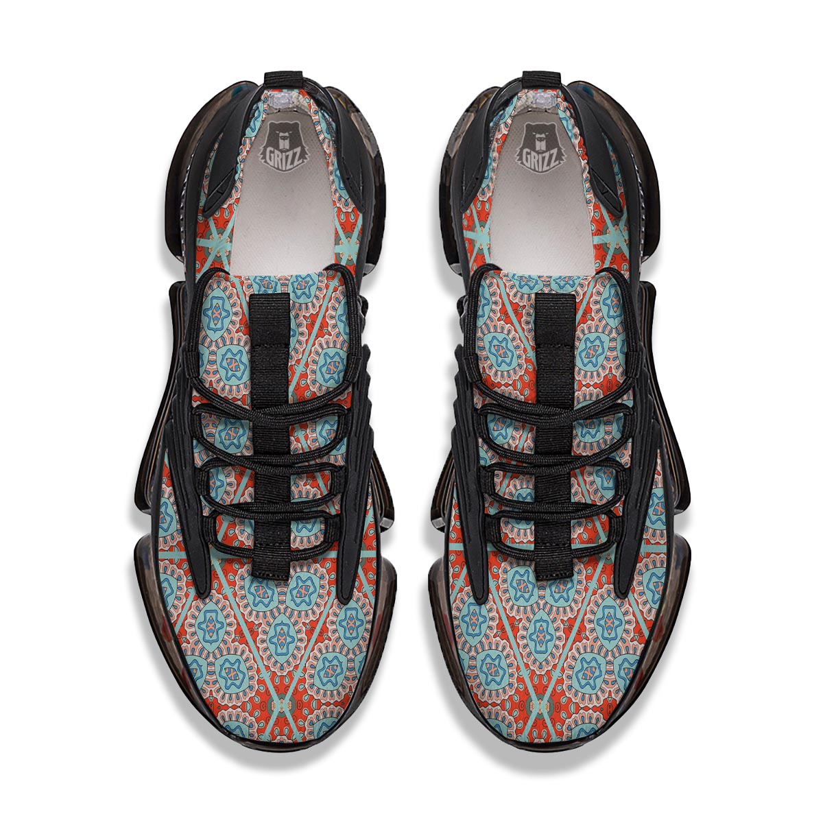 Mandala Triangle Bohemian Print Pattern Black Gym Shoes-grizzshop