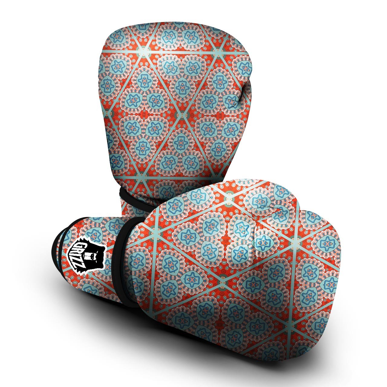Mandala Triangle Bohemian Print Pattern Boxing Gloves-grizzshop