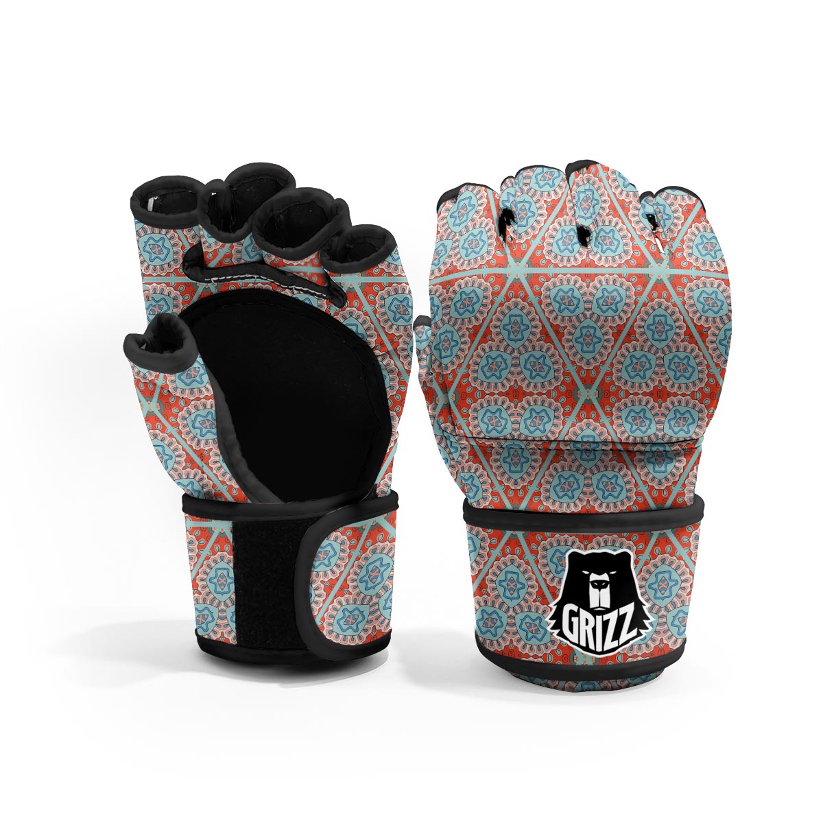 Mandala Triangle Bohemian Print Pattern MMA Gloves-grizzshop