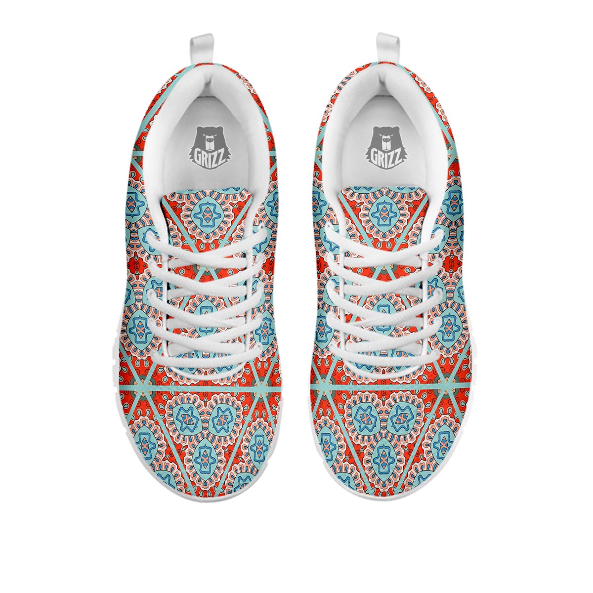 Mandala Triangle Bohemian Print Pattern White Sneaker-grizzshop