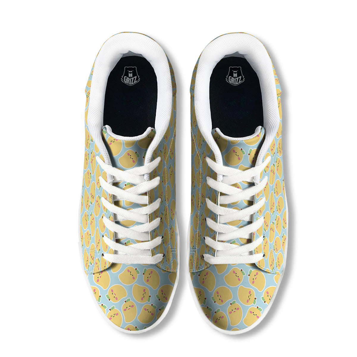 Mango Cute Print Pattern White Low Top Sneakers-grizzshop