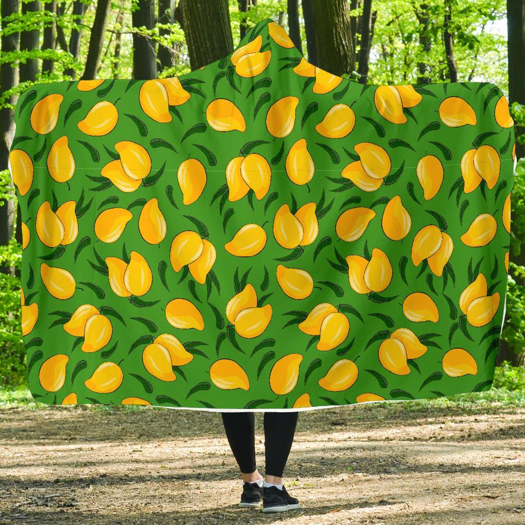 Mango Print Pattern Hooded Blanket-grizzshop