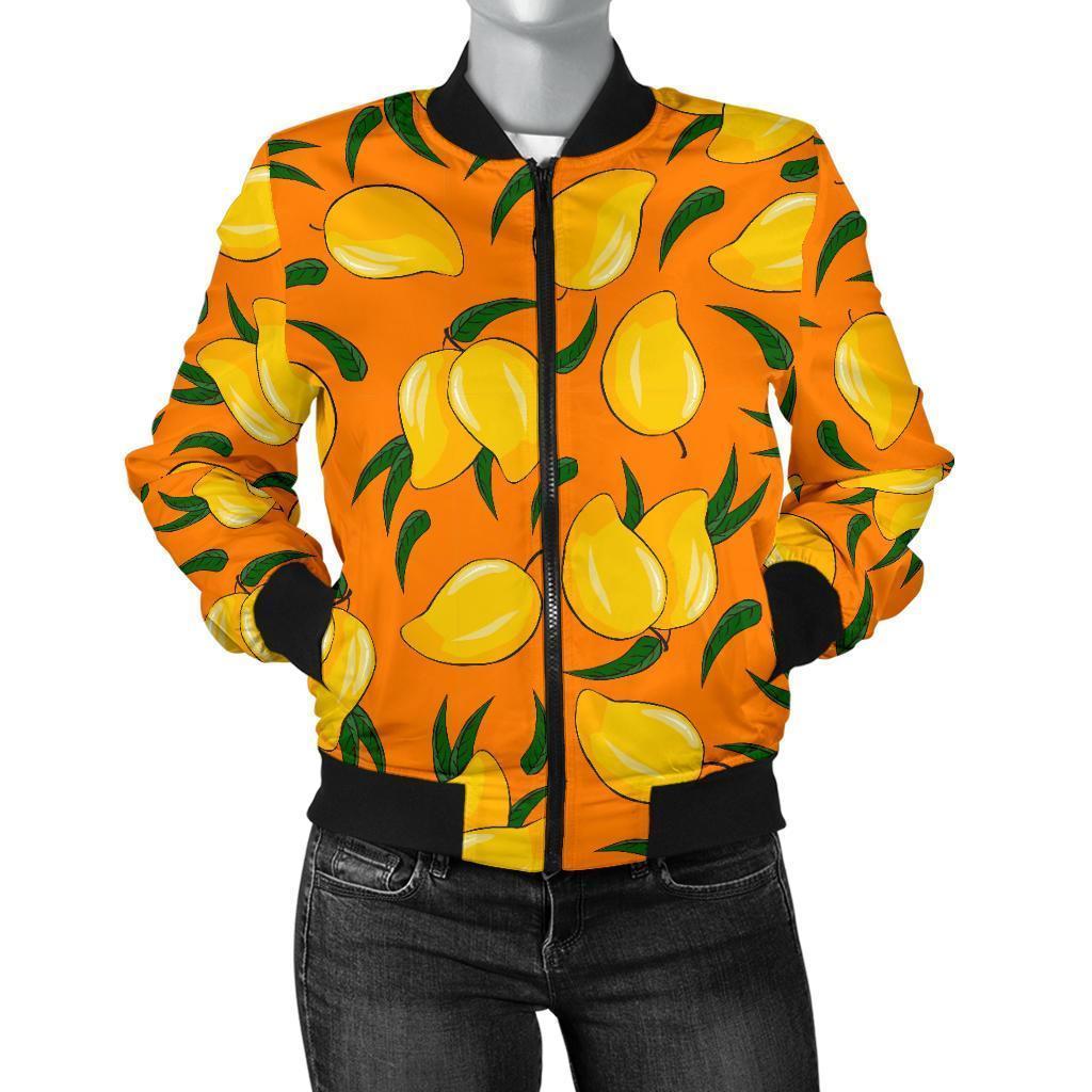 Mango Pattern Print Women Casual Bomber Jacket-grizzshop