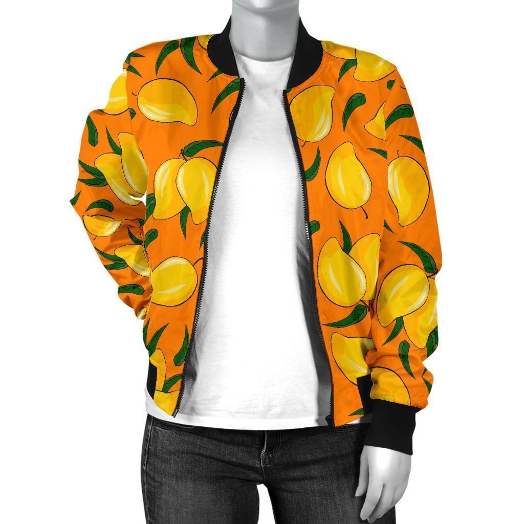 Mango Pattern Print Women Casual Bomber Jacket-grizzshop