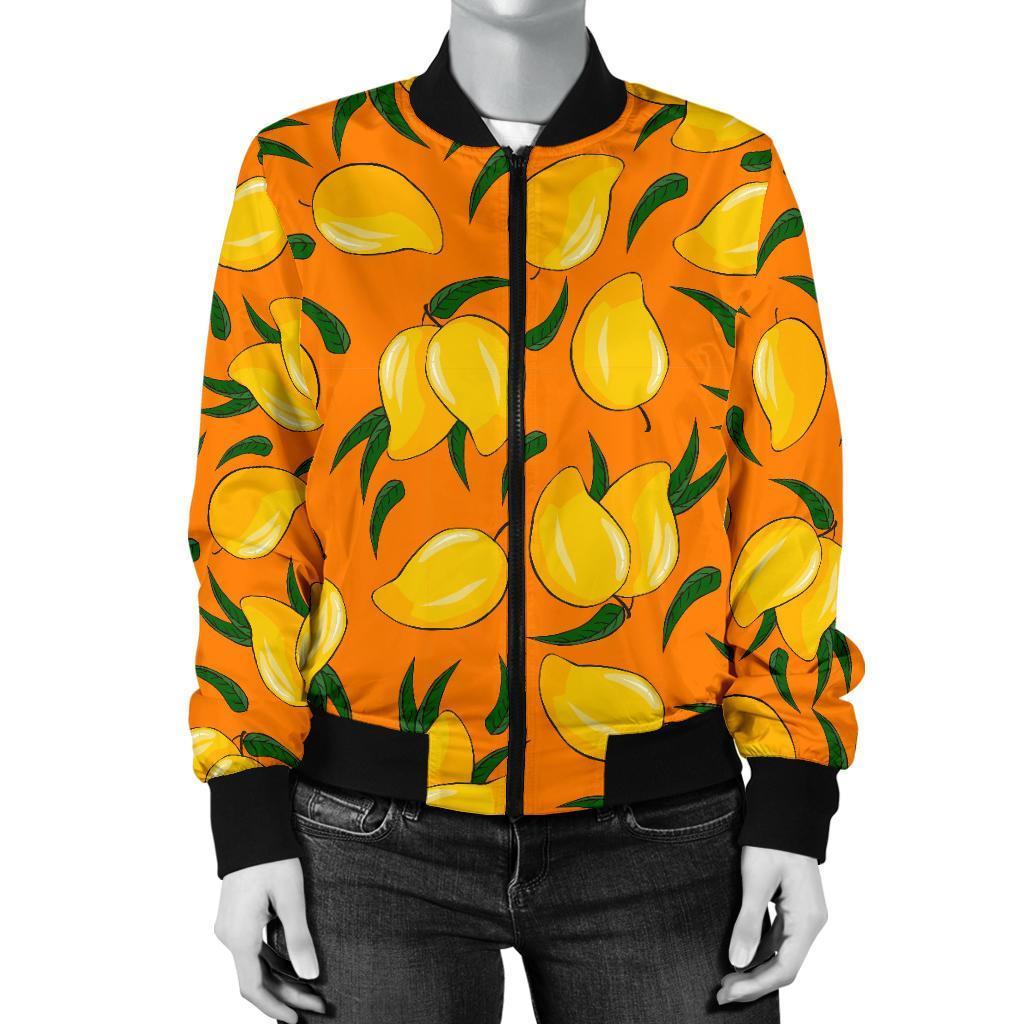 Mango Pattern Print Women Casual Bomber Jacket-grizzshop