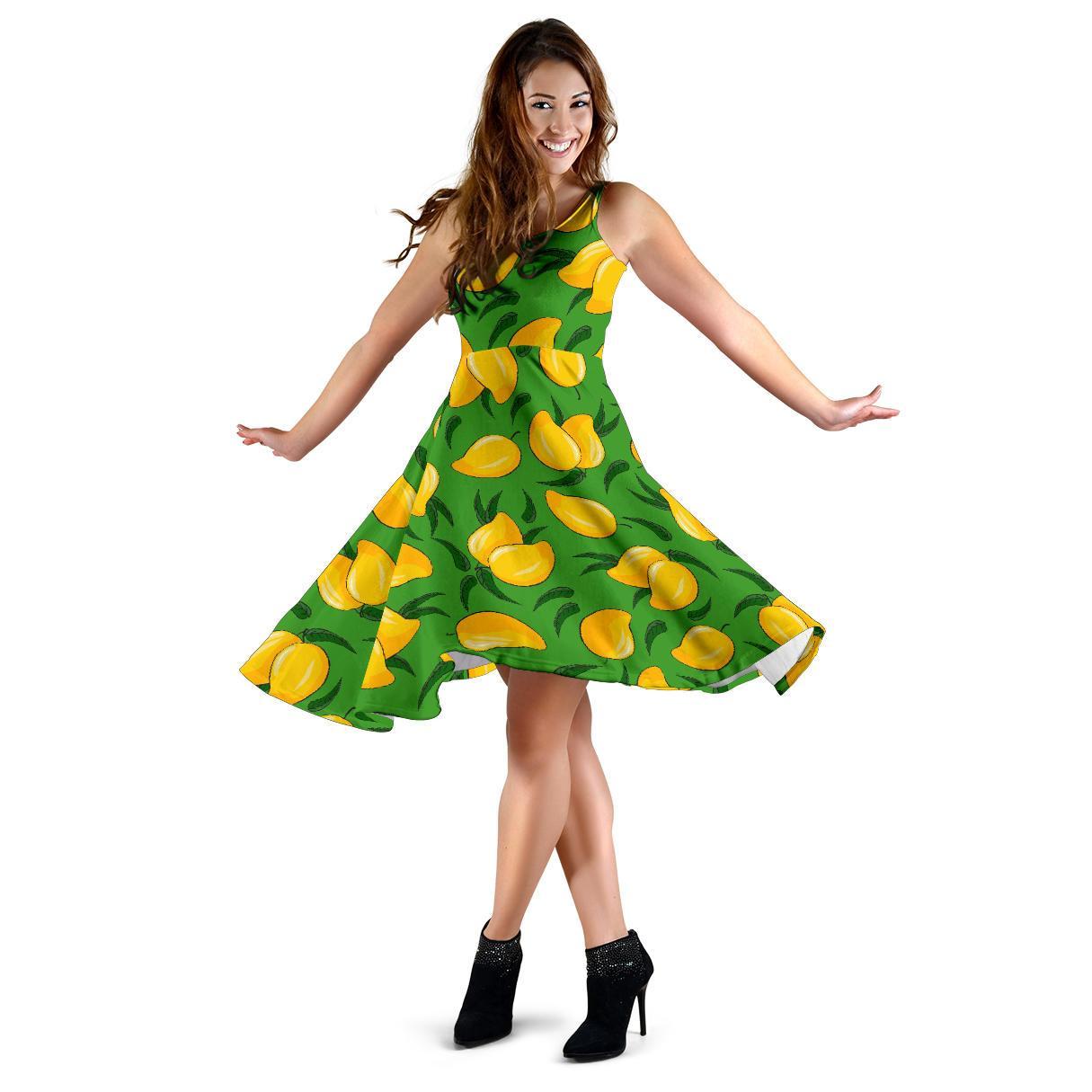 Mango Print Pattern Dress-grizzshop