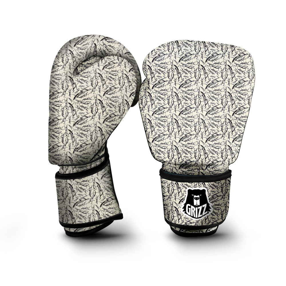Mantis Beige And Blue Print Pattern Boxing Gloves-grizzshop