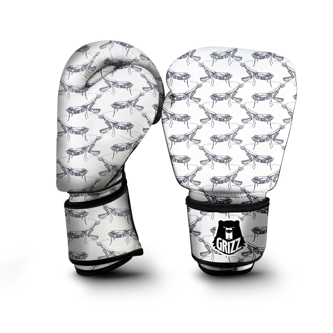 Mantis Hand Drawn Print Pattern Boxing Gloves-grizzshop