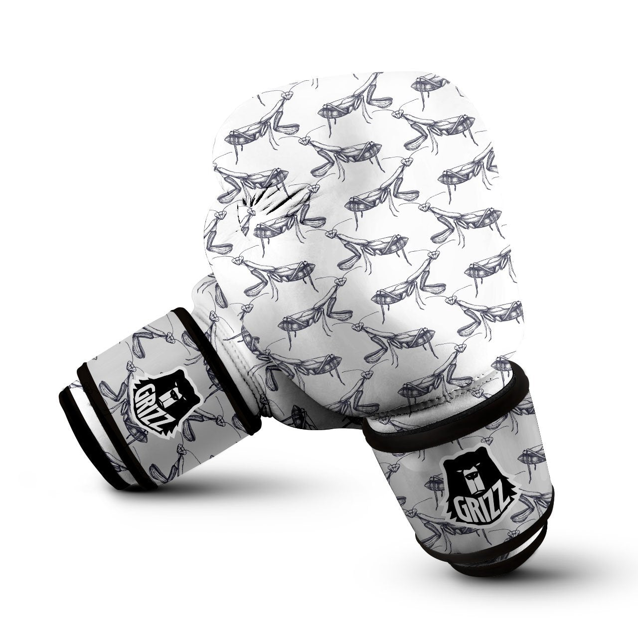 Mantis Hand Drawn Print Pattern Boxing Gloves-grizzshop