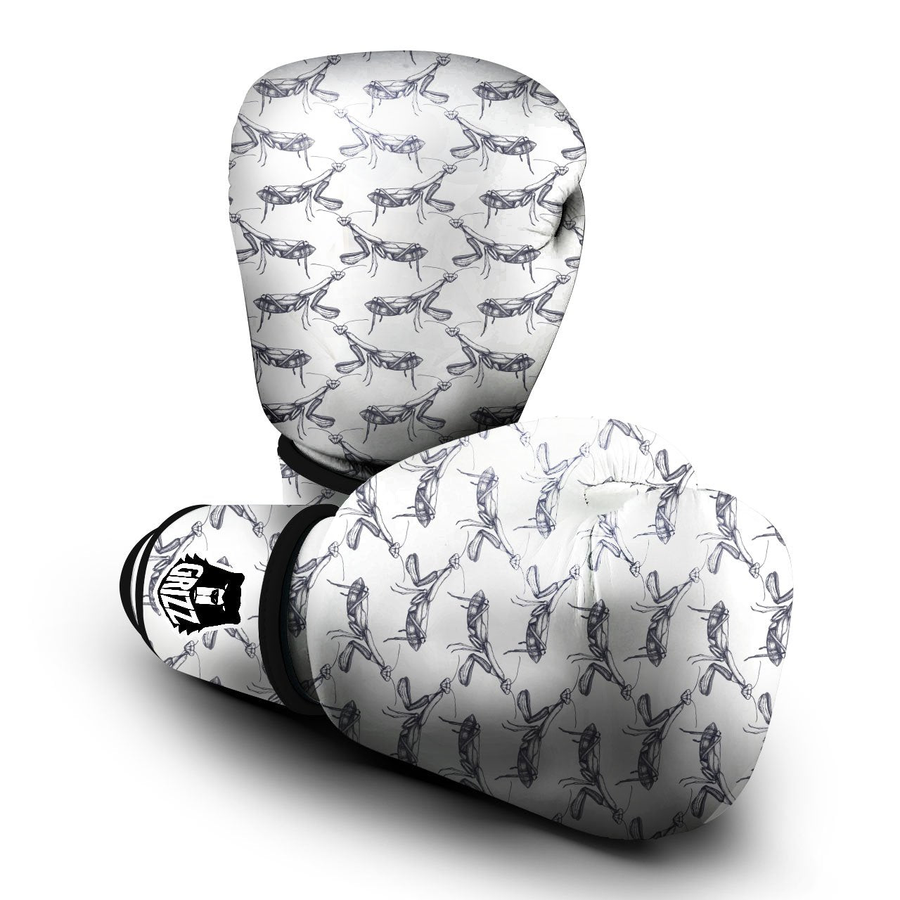 Mantis Hand Drawn Print Pattern Boxing Gloves-grizzshop