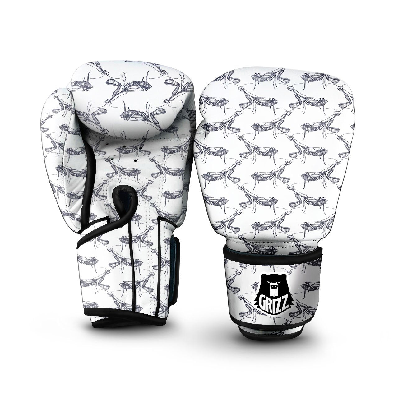 Mantis Hand Drawn Print Pattern Boxing Gloves-grizzshop