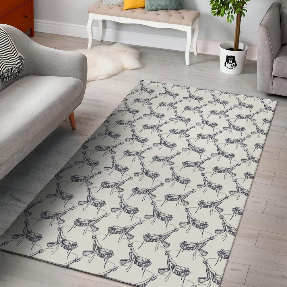 Mantis Hand Drawn Print Pattern Floor Mat-grizzshop