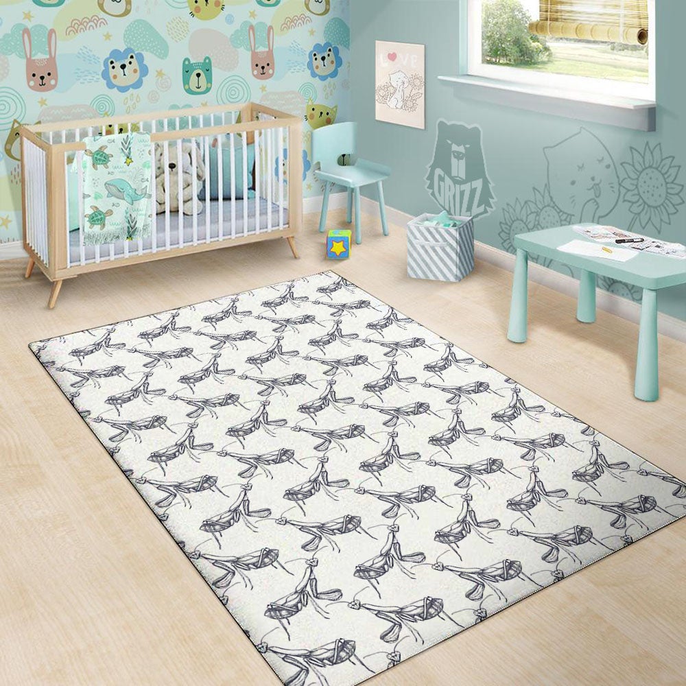 Mantis Hand Drawn Print Pattern Floor Mat-grizzshop