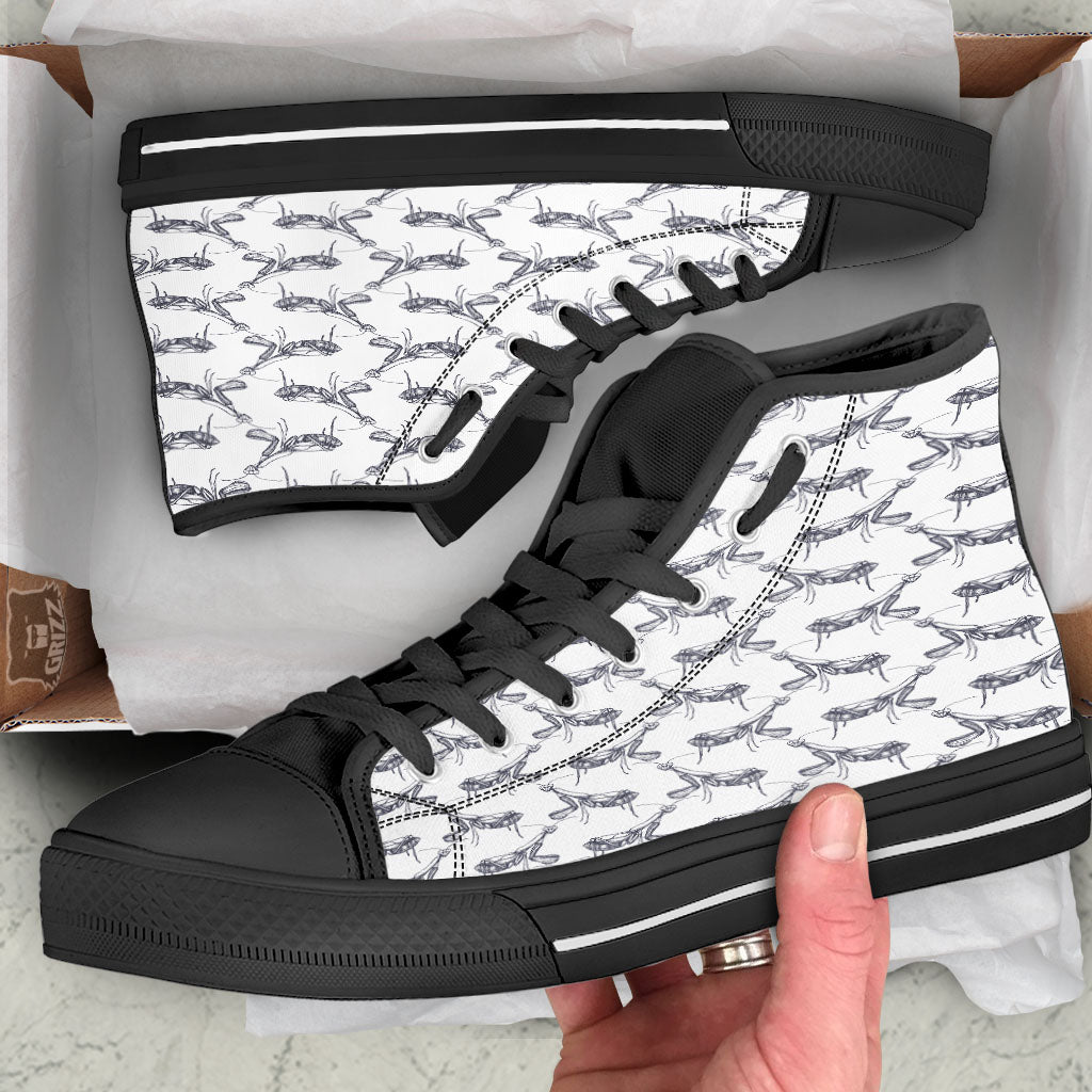 Mantis Hand Drawn Print Pattern High Top Shoes-grizzshop