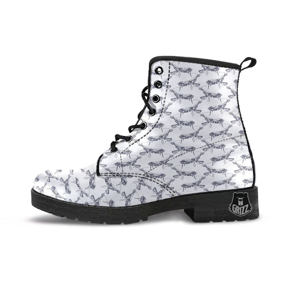 Mantis Hand Drawn Print Pattern Leather Boots-grizzshop