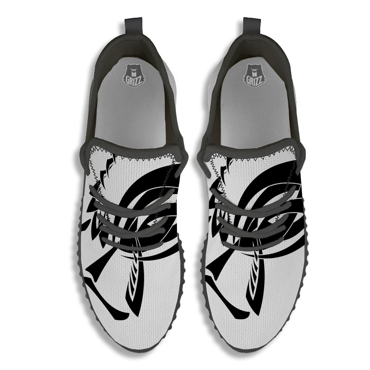 Mantis Spirit White And Black Print Black Walking Shoes-grizzshop