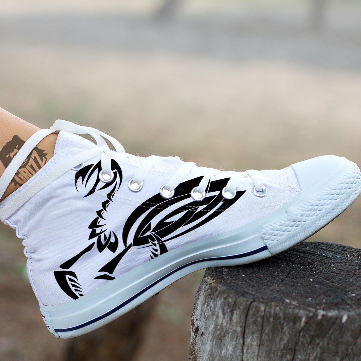 Mantis Spirit White And Black Print White High Top Shoes-grizzshop