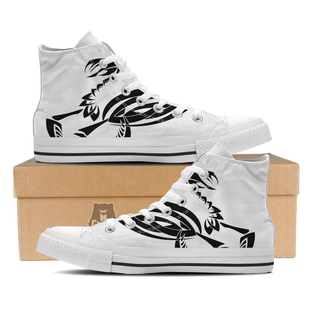 Mantis Spirit White And Black Print White High Top Shoes-grizzshop