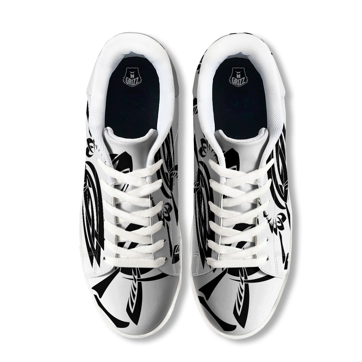 Mantis Spirit White And Black Print White Low Top Sneakers-grizzshop