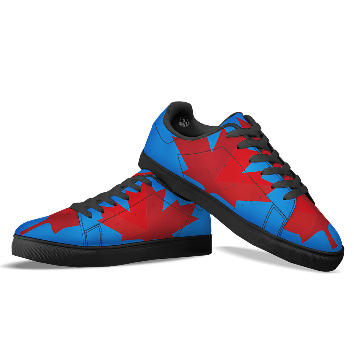 Maple Leaf Autumn Print Black Low Top Sneakers-grizzshop