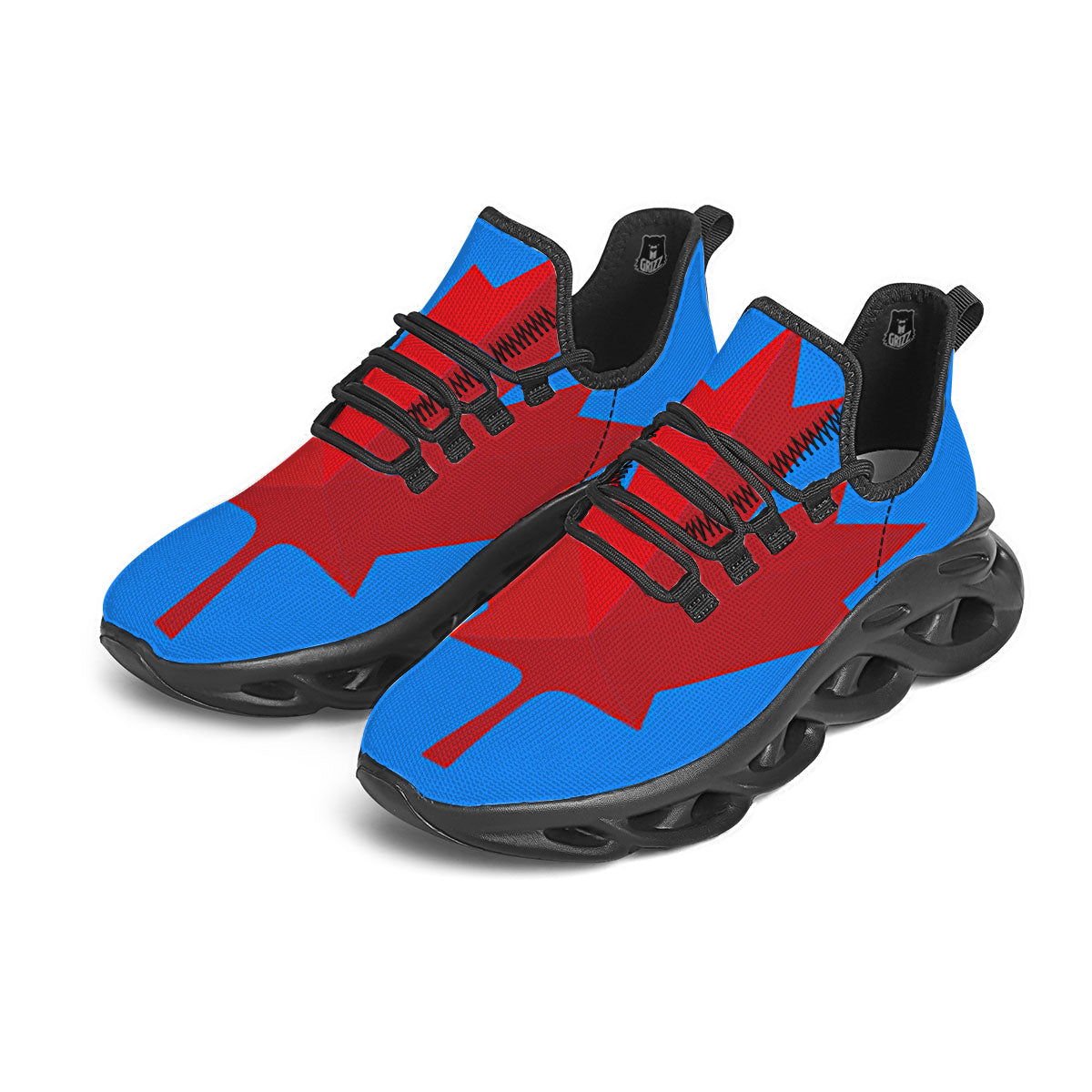 Maple Leaf Autumn Print Black Running Shoes-grizzshop