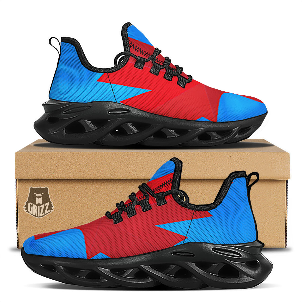 Maple Leaf Autumn Print Black Running Shoes-grizzshop