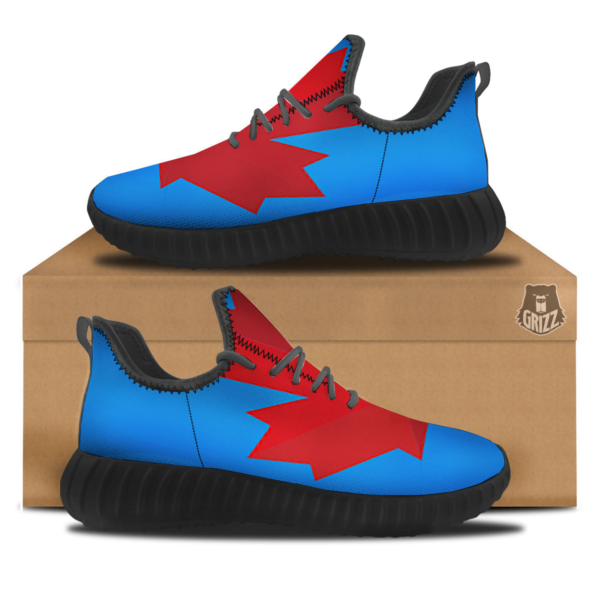 Maple Leaf Autumn Print Black Walking Shoes-grizzshop