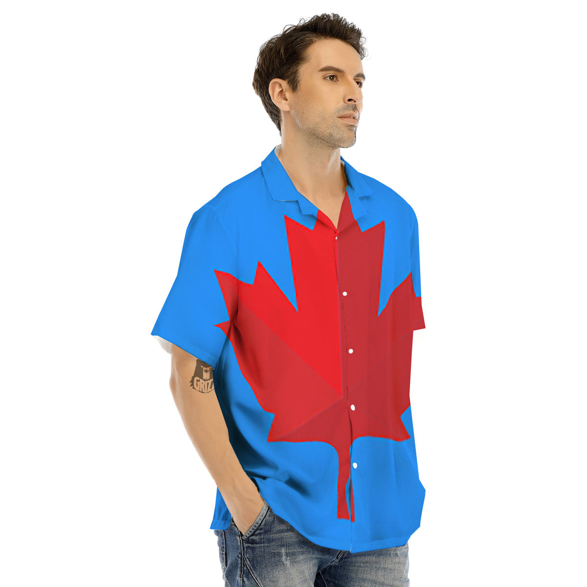 Maple Leaf Autumn Print Men's Hawaiian Shirt-grizzshop