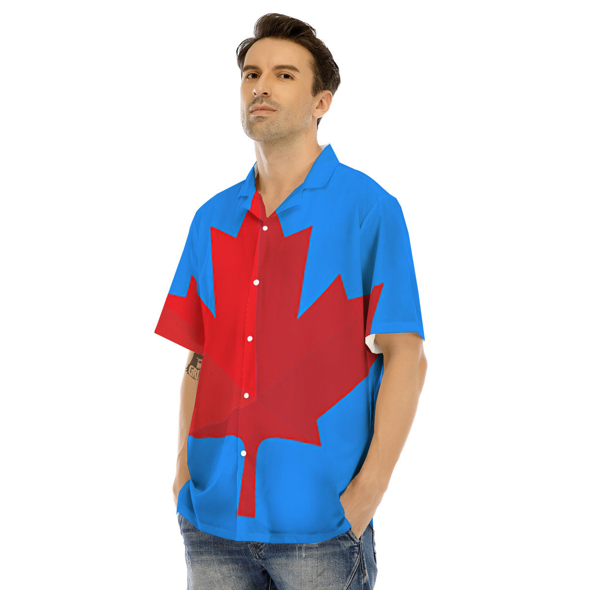 Maple Leaf Autumn Print Men's Hawaiian Shirt-grizzshop