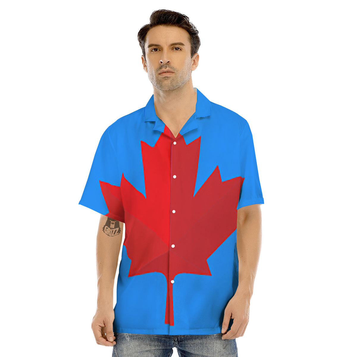 Maple Leaf Autumn Print Men's Hawaiian Shirt-grizzshop
