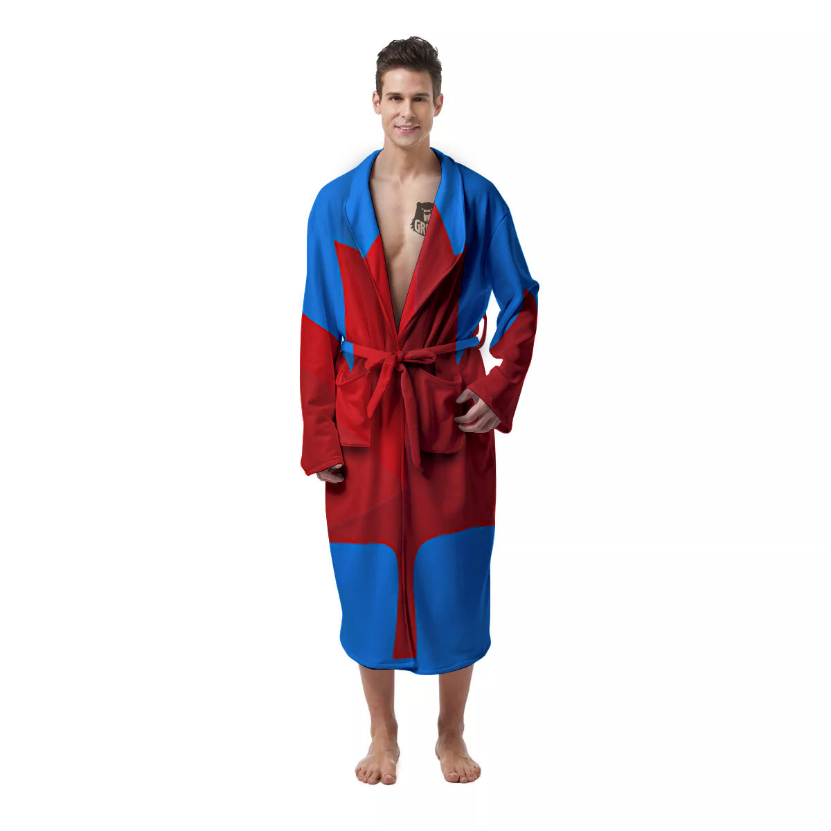 Maple Leaf Autumn Print Men's Robe-grizzshop