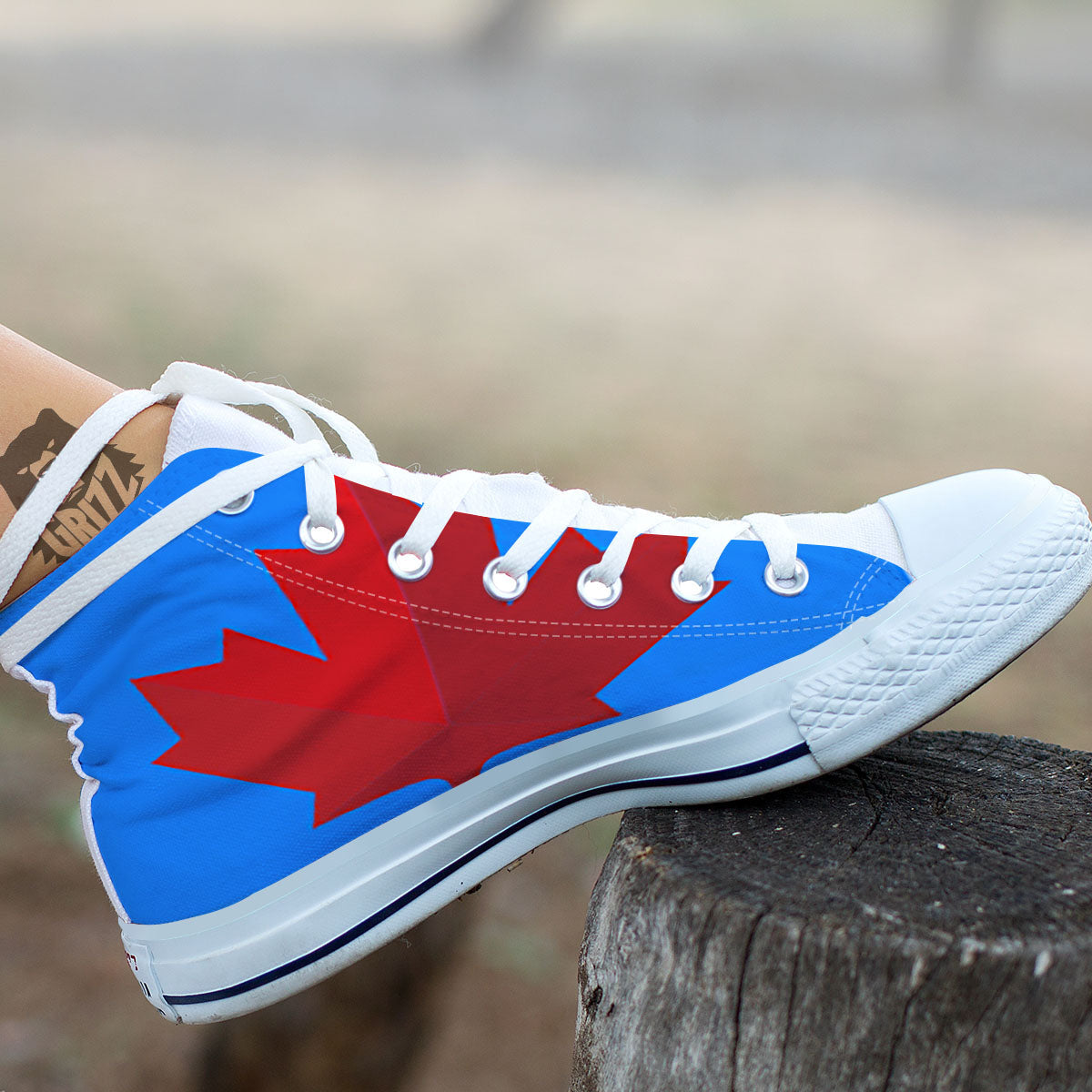 Maple Leaf Autumn Print White High Top Shoes-grizzshop