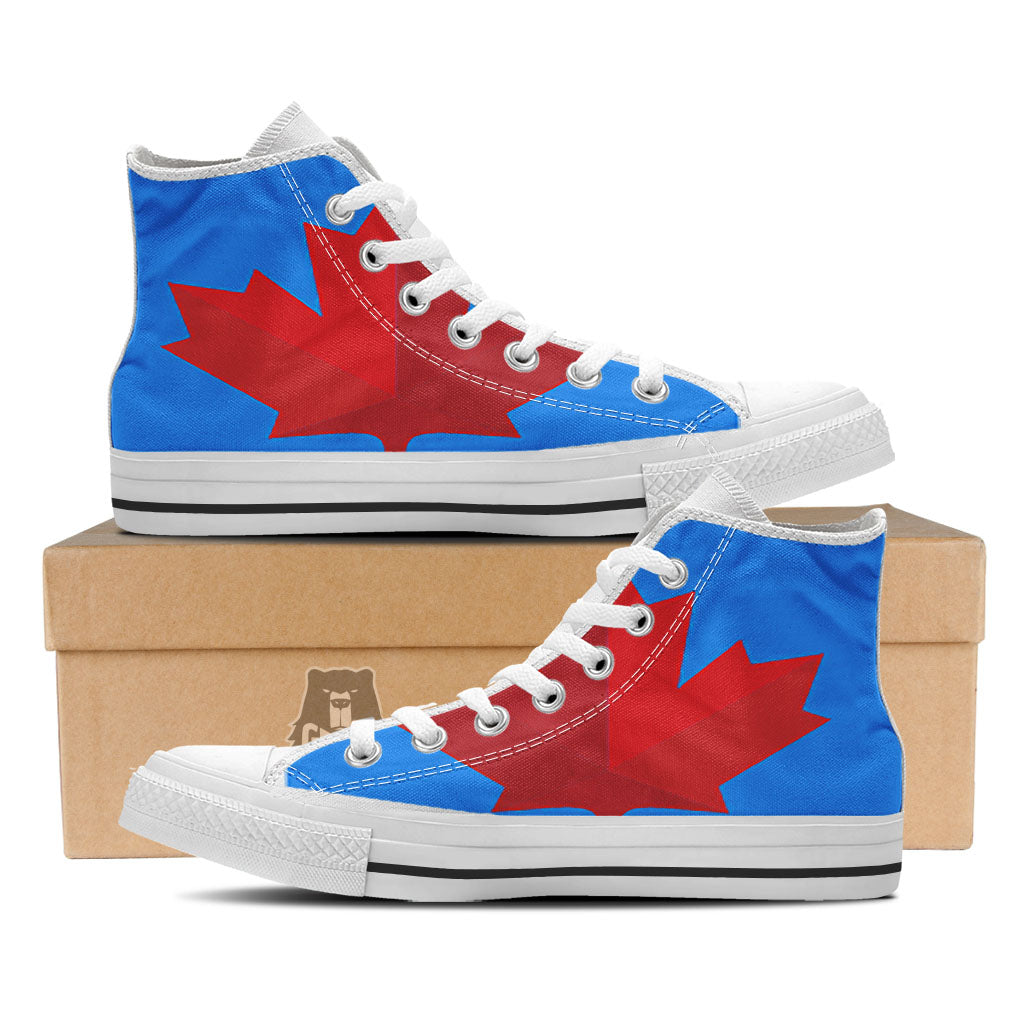 Maple Leaf Autumn Print White High Top Shoes-grizzshop