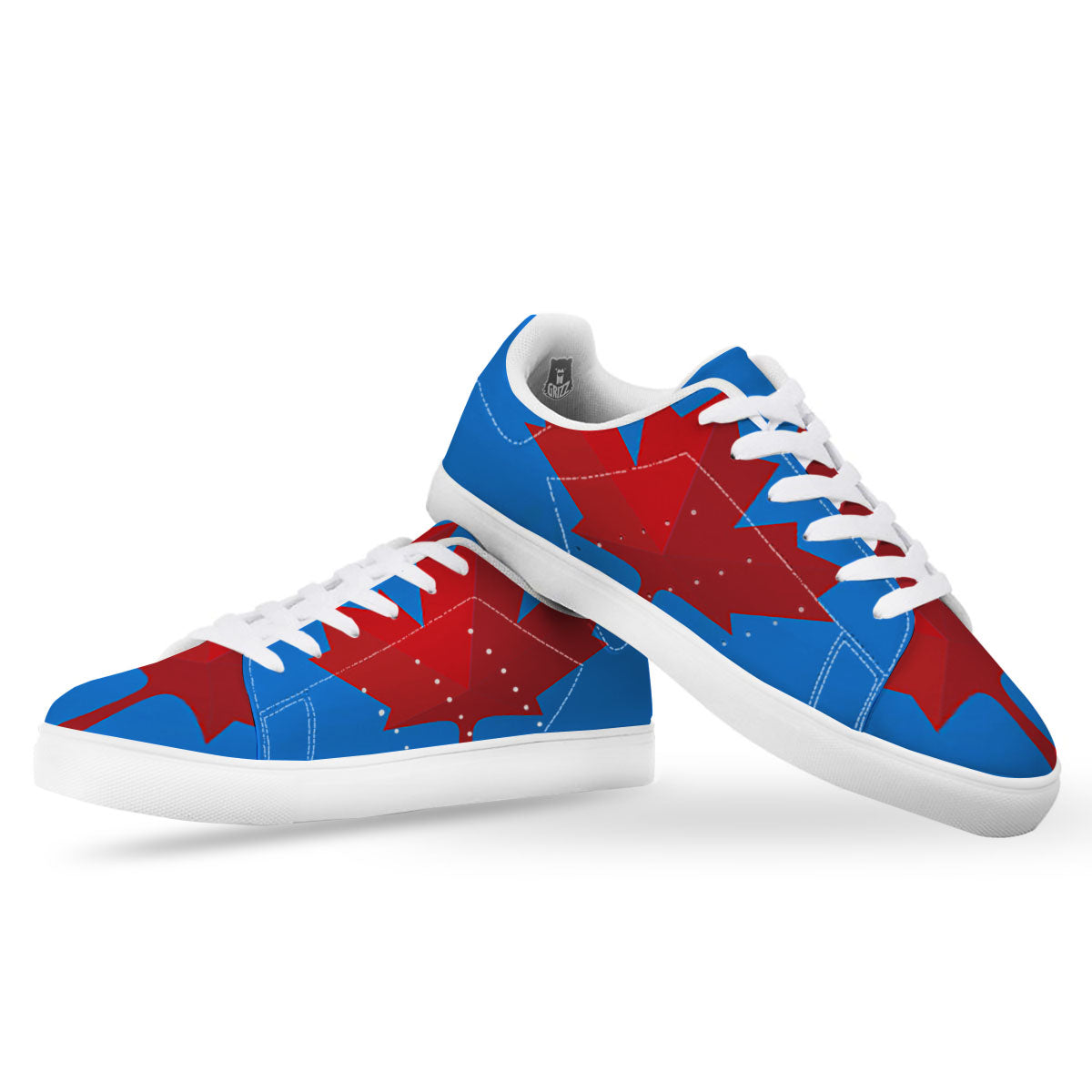 Maple Leaf Autumn Print White Low Top Sneakers-grizzshop