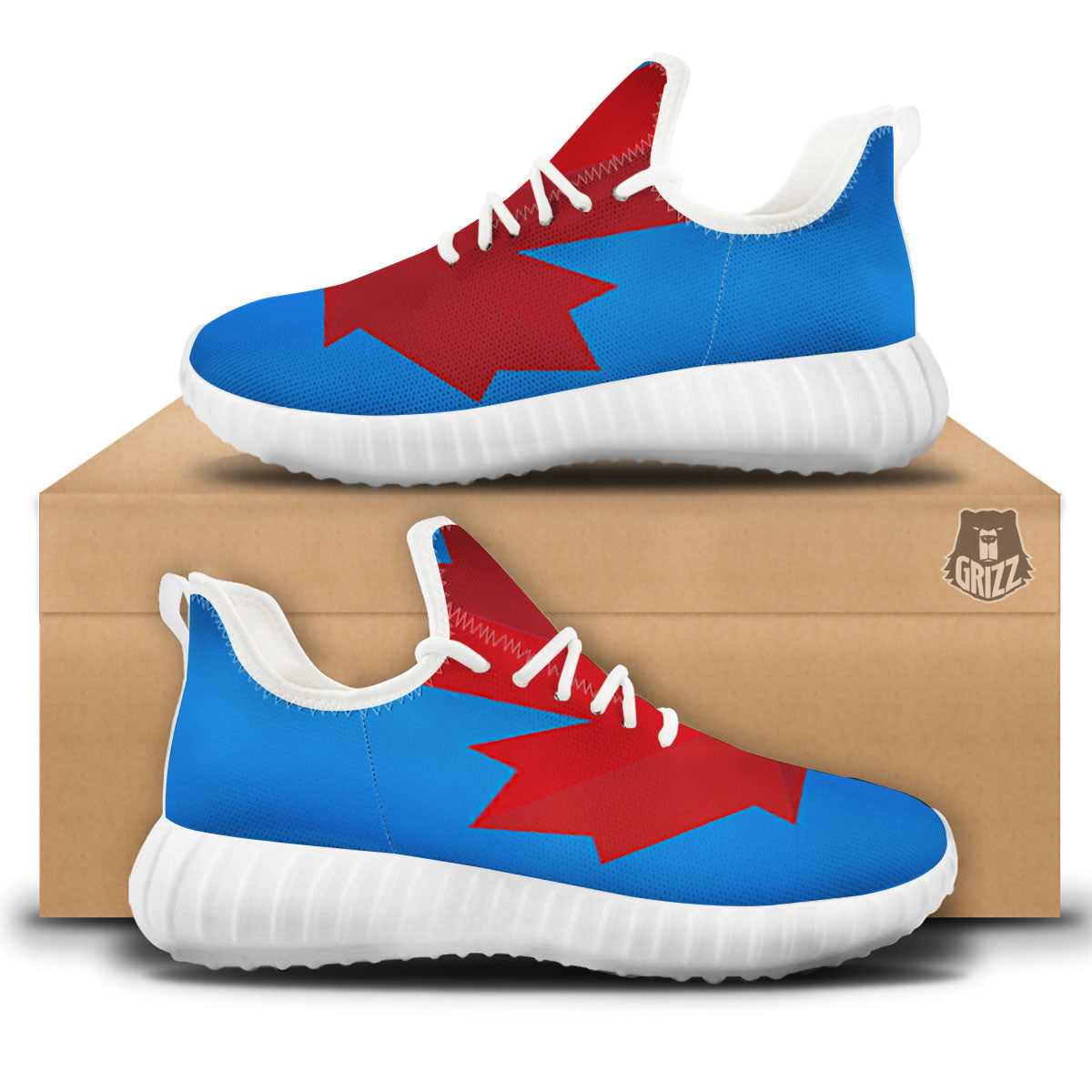 Maple Leaf Autumn Print White Walking Shoes-grizzshop