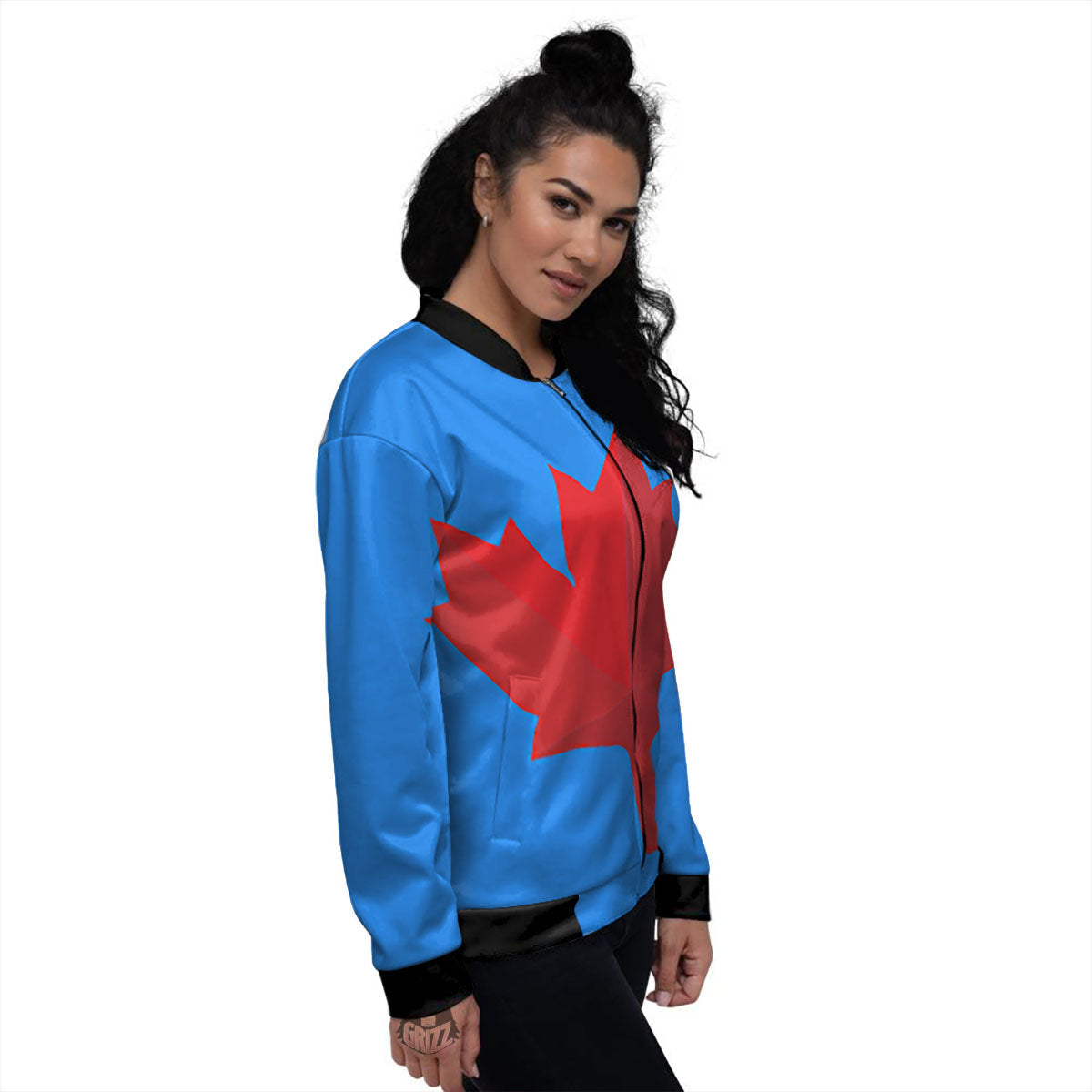 Maple Leaf Autumn Print Women's Bomber Jacket-grizzshop