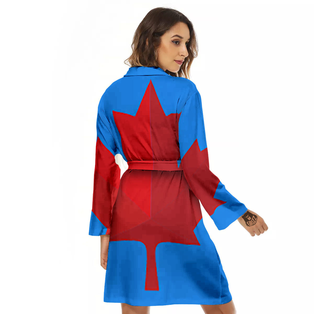 Maple Leaf Autumn Print Women's Robe-grizzshop